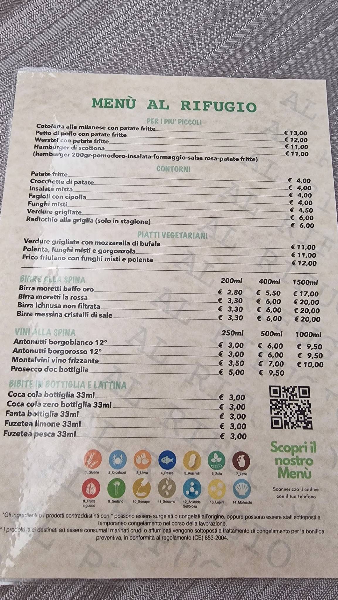 Menu di Al Rifugio 