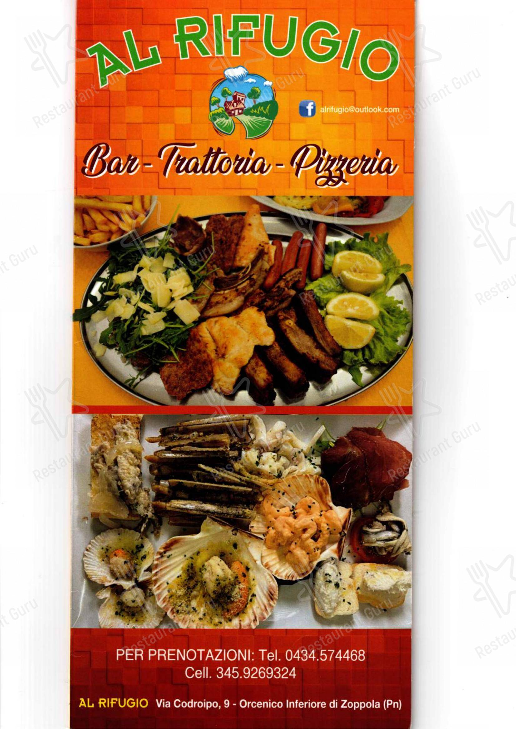 Menu per Al Rifugio in Zoppola
