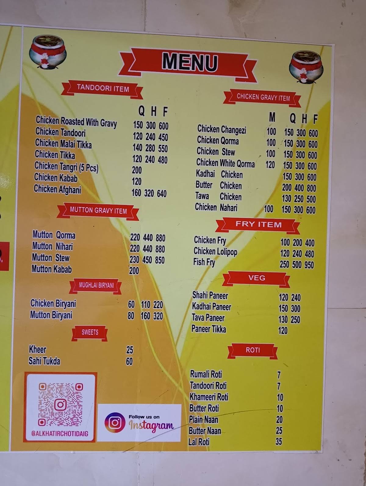 Al khatir purani choti daig wale menu