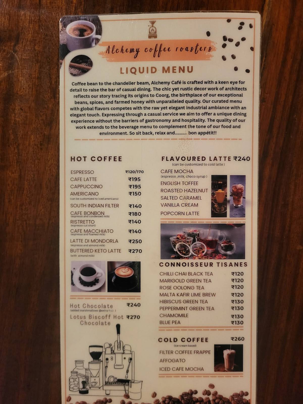 Alchemy Coffee Roasters menu