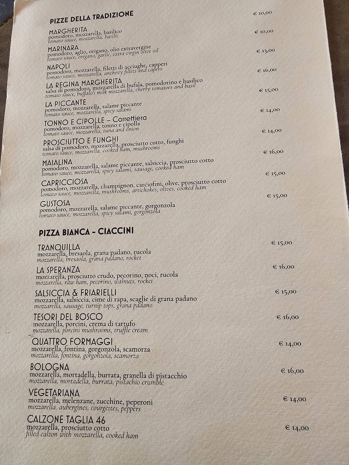 Menu di Ristorante 