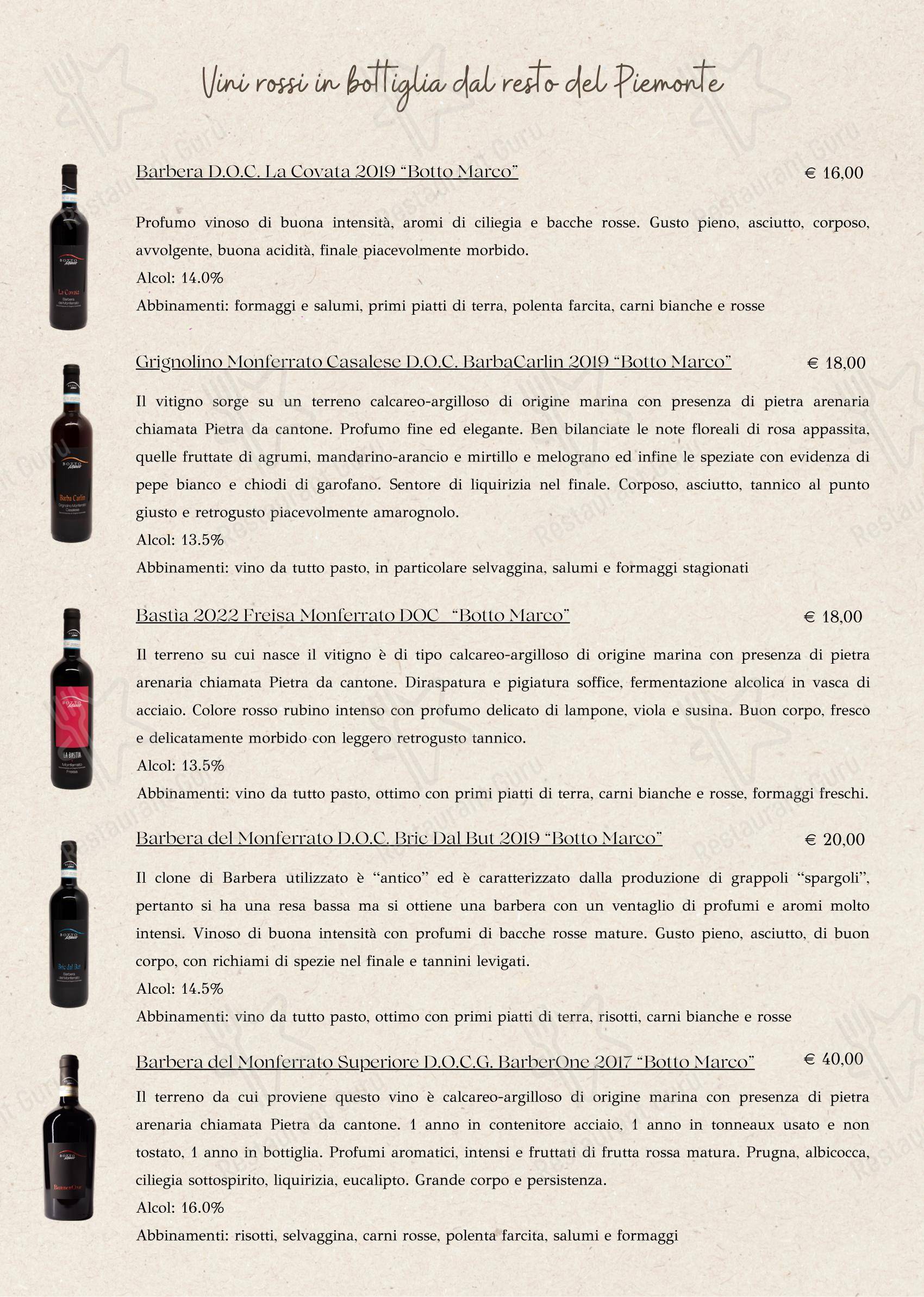 Menu bar per Alpe Campo Rimasco ristorante