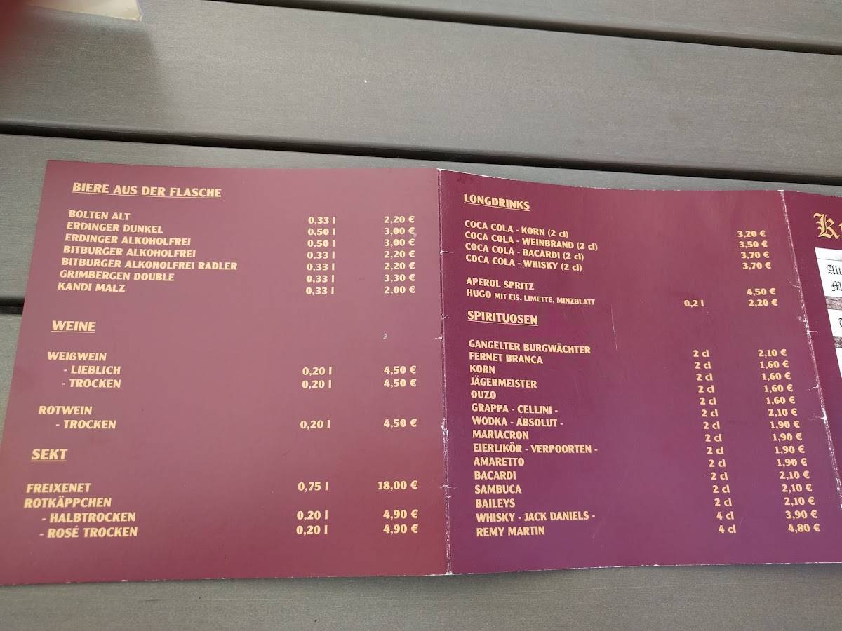 Menu de Altes Rathaus Gangelt