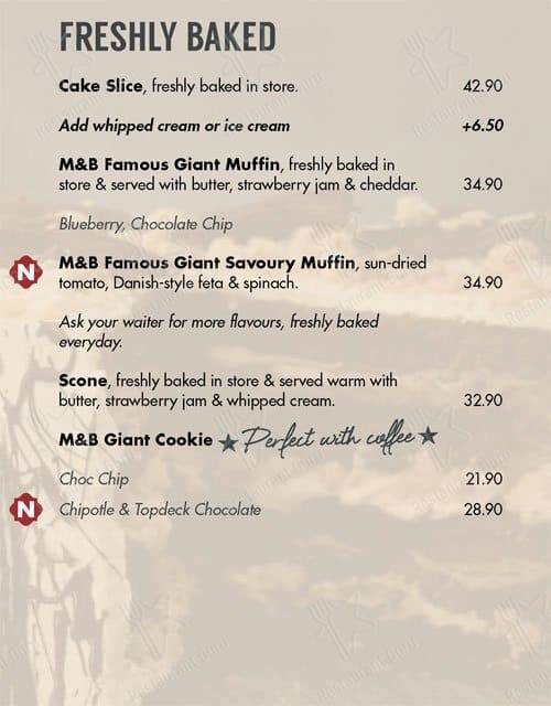 Mugg & Bean menu