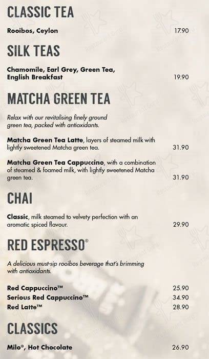 Mugg & Bean menu