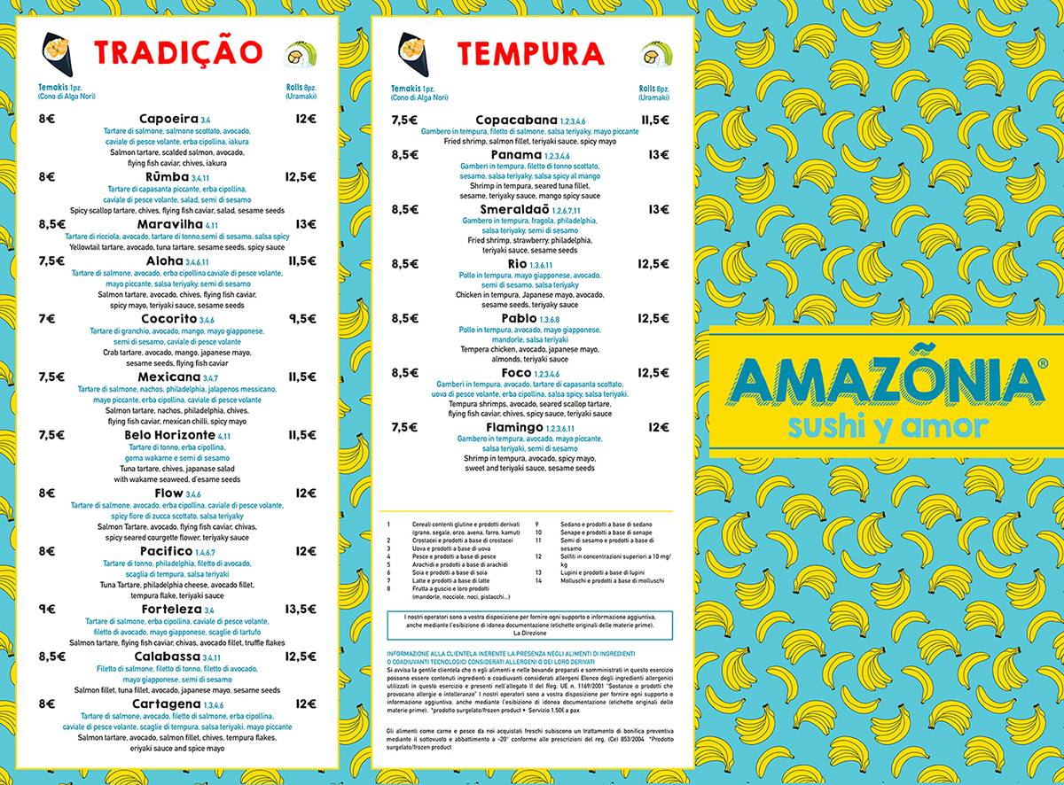Menu di Amazonia Piazza Bologna 
