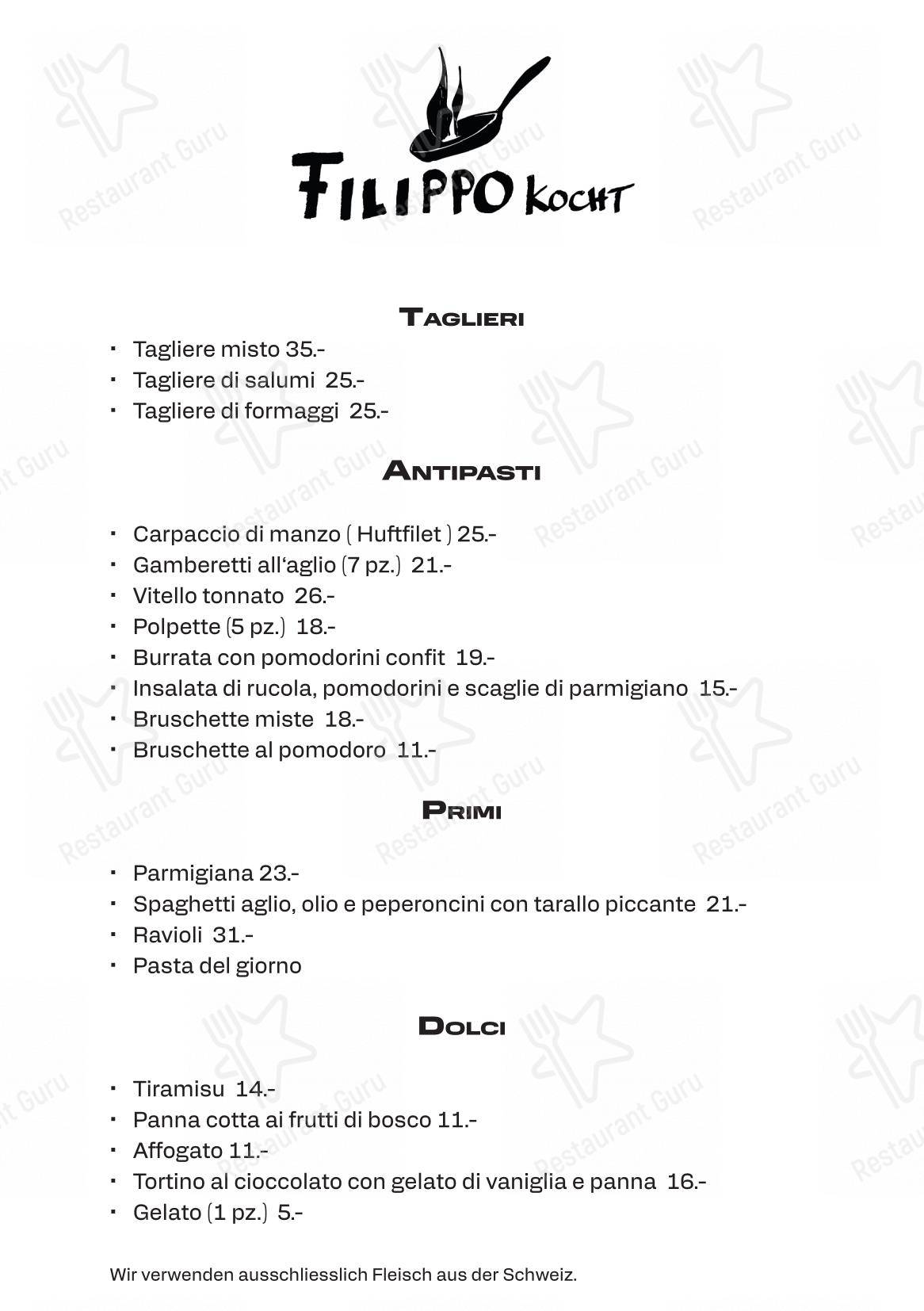 Menu di Amici miei - Menu