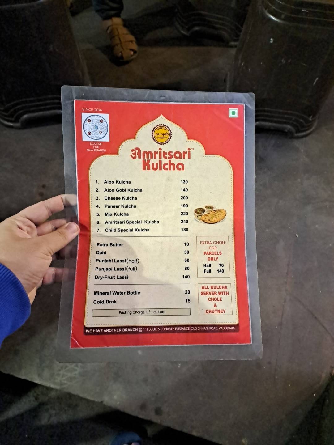 Amritsari Kulcha menu