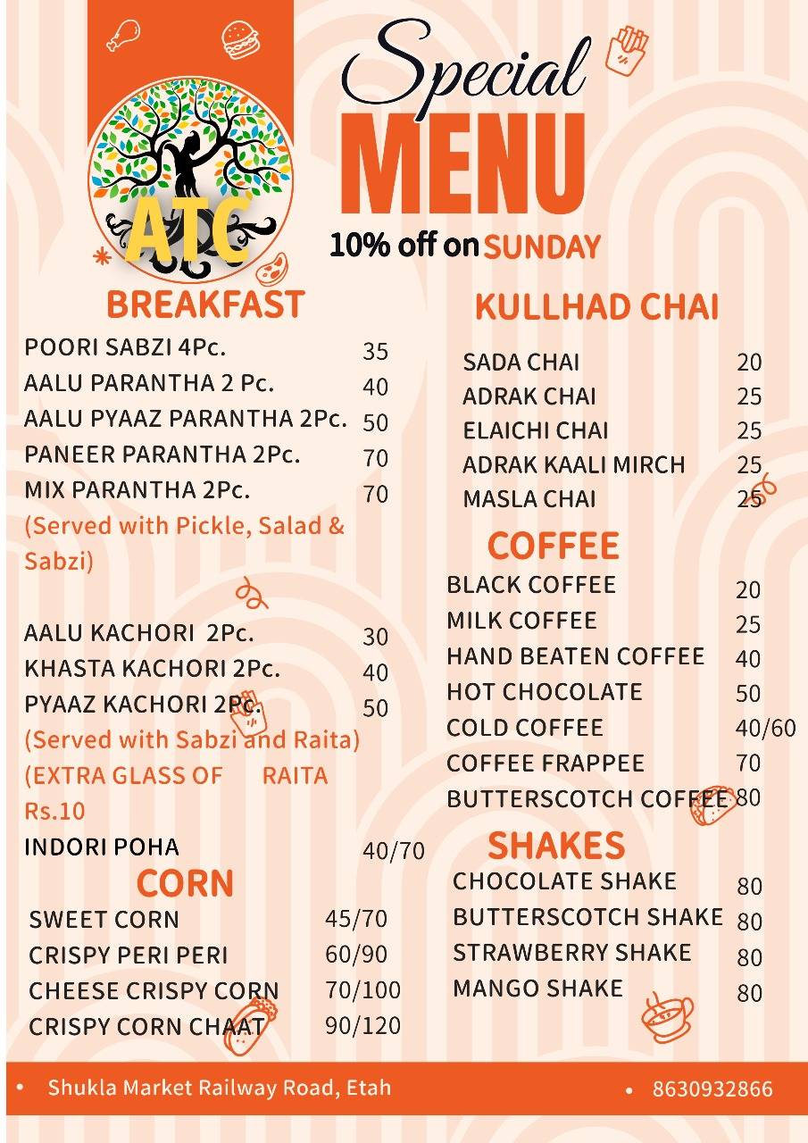 Anav Tree Cafe, ATC menu