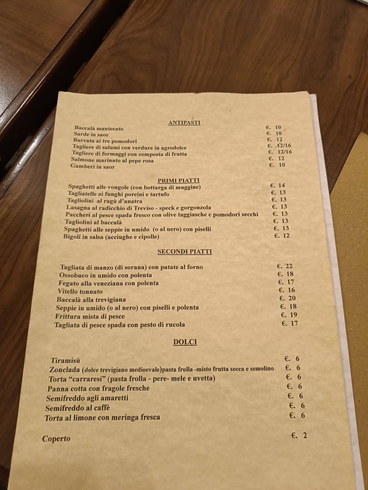 Menu di Antica Osteria Ai Carraresi 