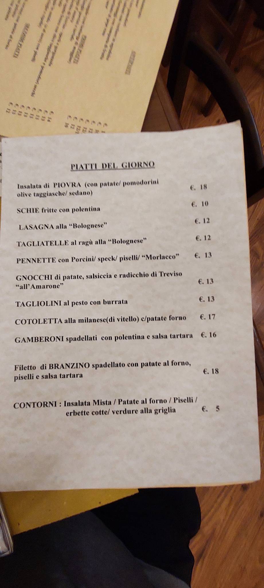 Menu di Antica Osteria Ai Carraresi 