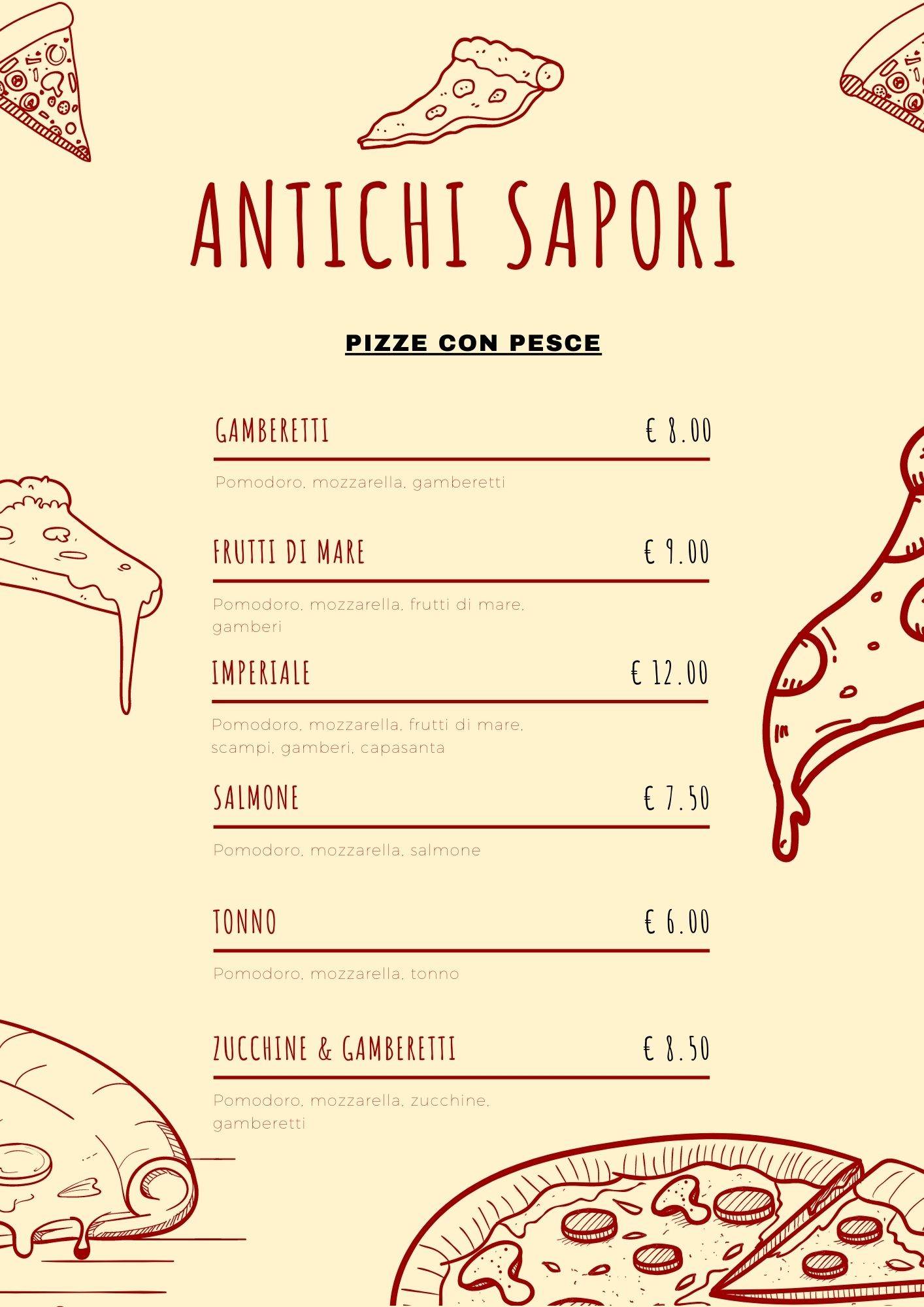 Menu di Antichi sapori trattoria pizzeria 