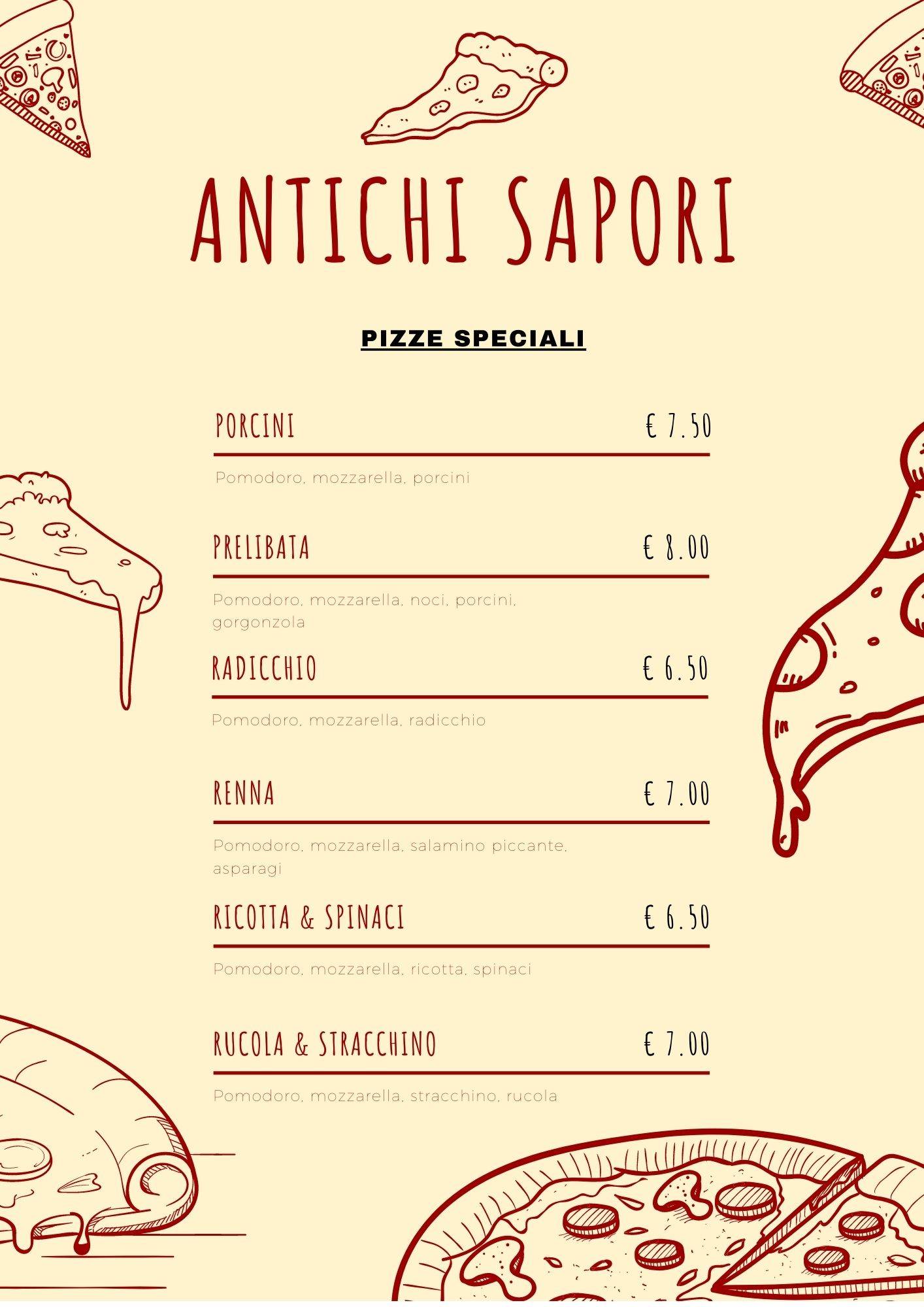 Menu di Antichi sapori trattoria pizzeria 