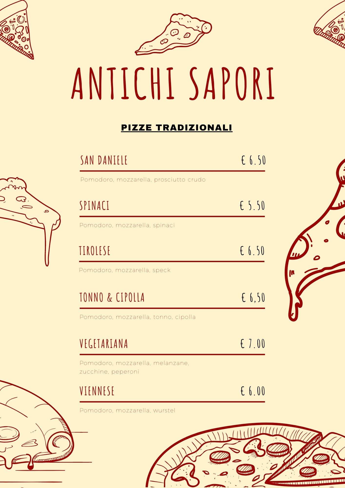 Menu di Antichi sapori trattoria pizzeria 