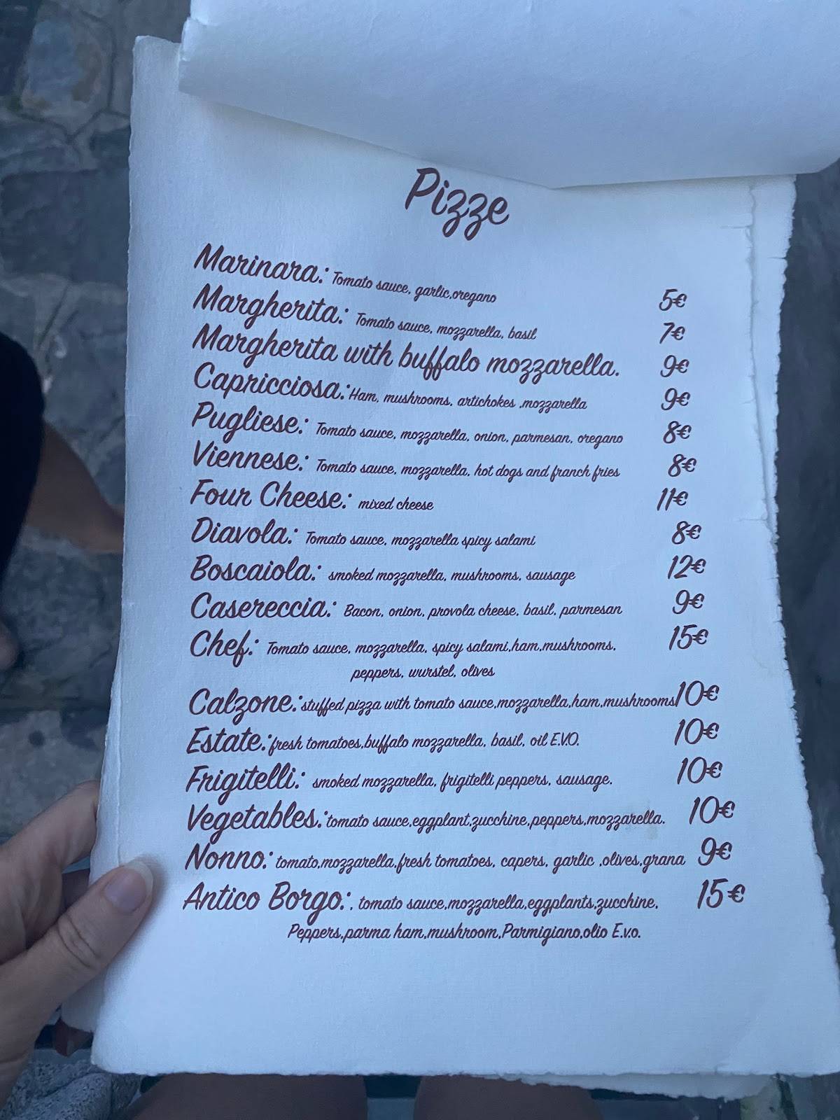 Menu di Antico Borgo 