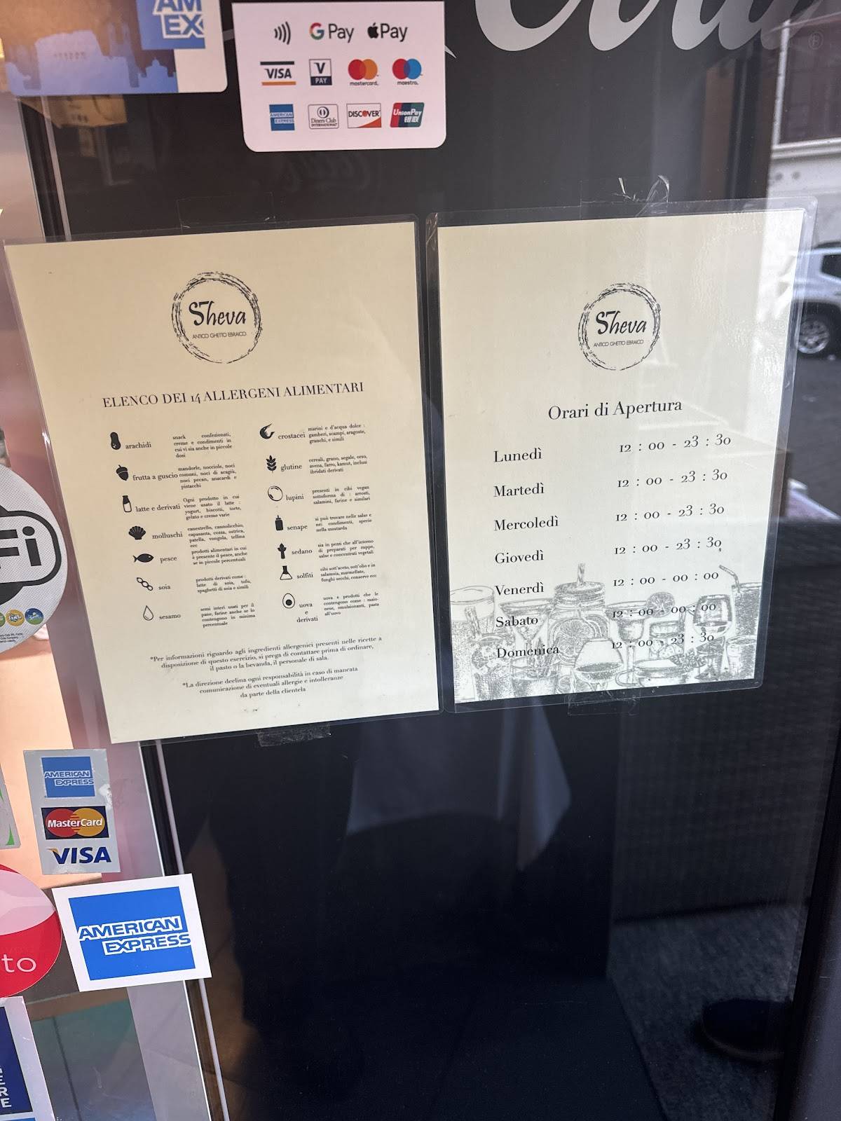 Menu di Antico Ghetto Ebraico Sheva di V&F Eventi Uk 