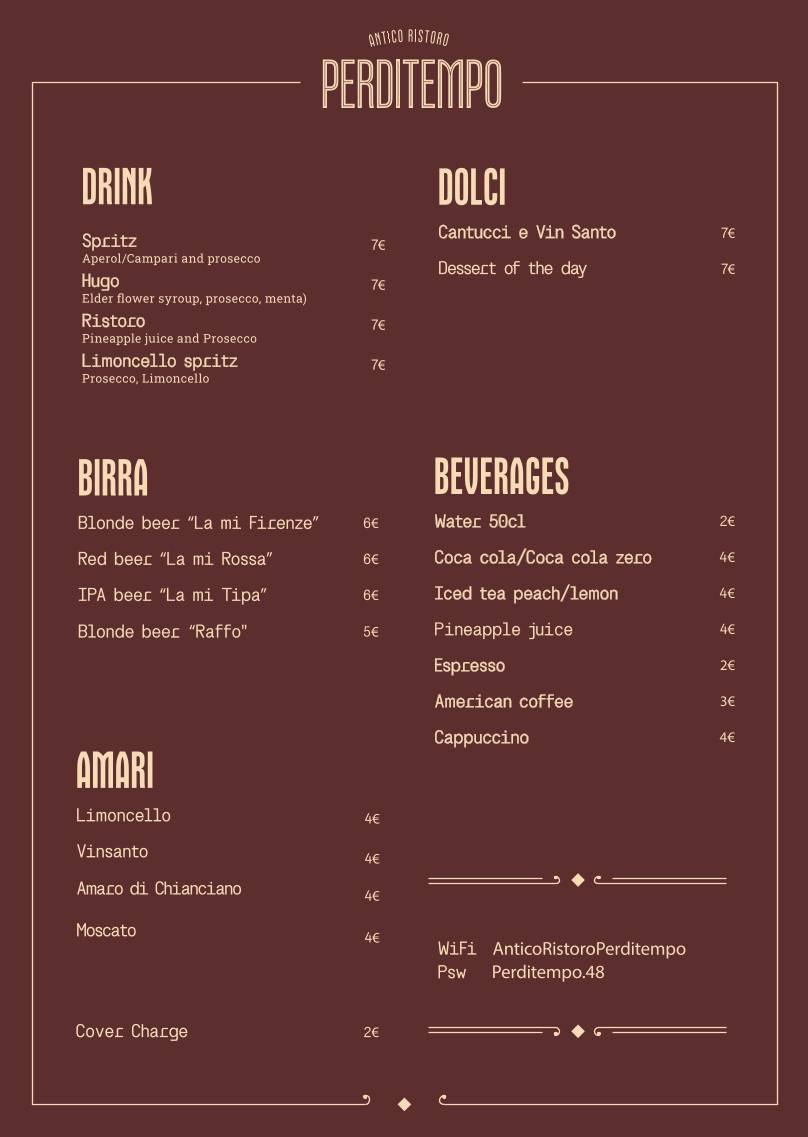 Menu di Antico Ristoro Perditempo 