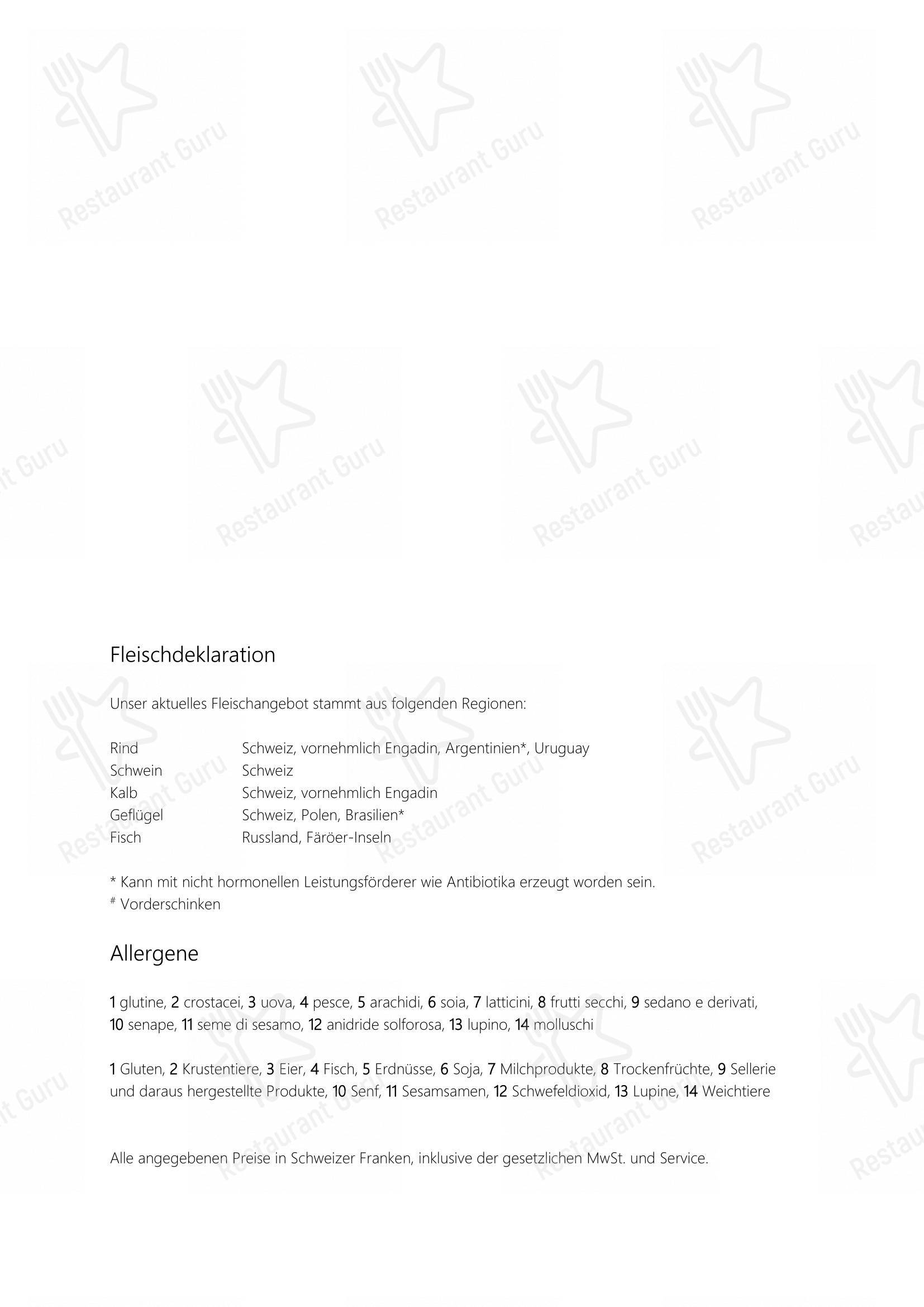 Menu per Ristorante pizzeria la vita è bella in Scuol