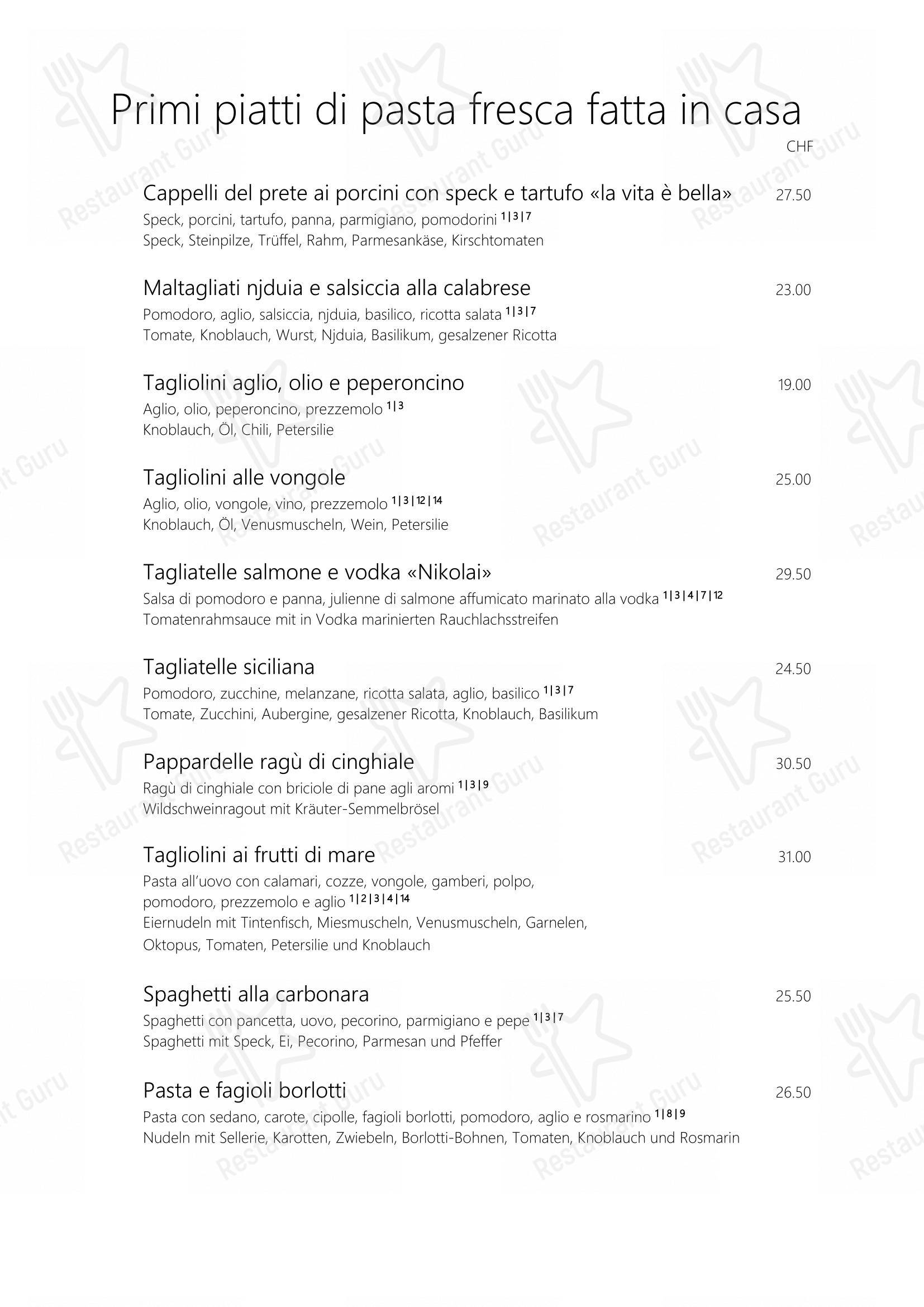 Menu di Ristorante pizzeria la vita è bella - Menu