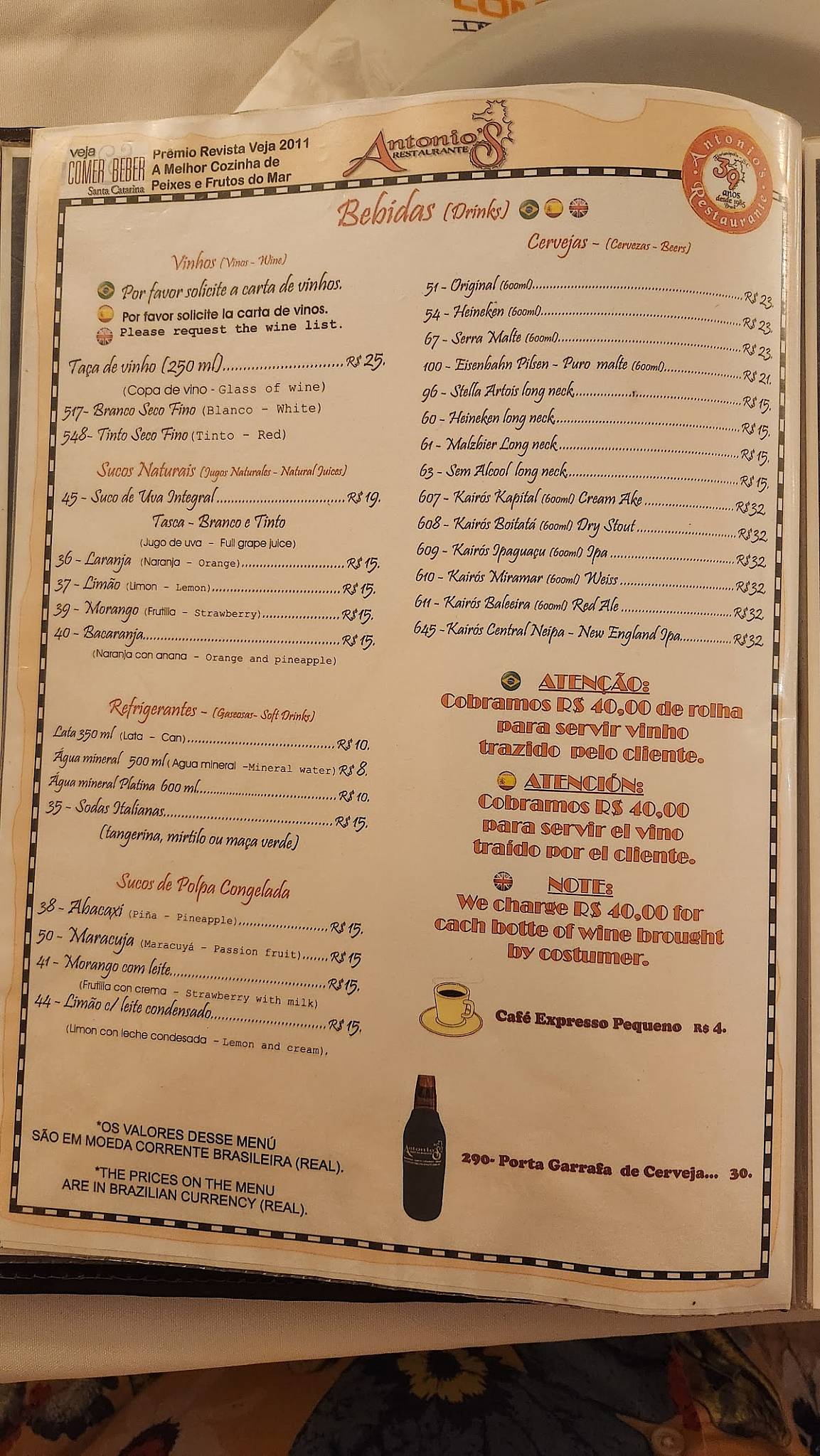 Antonio's Restaurante cardápio