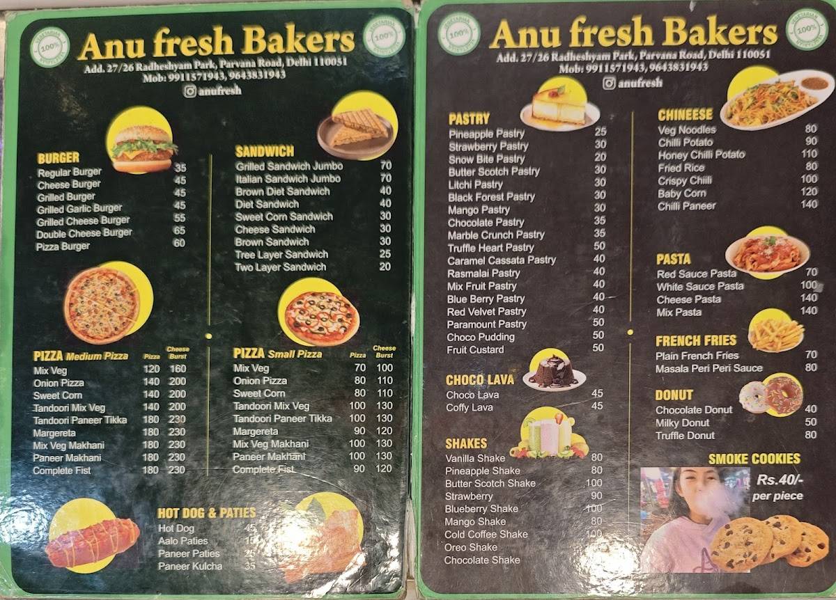 Anu Fresh Bakers menu