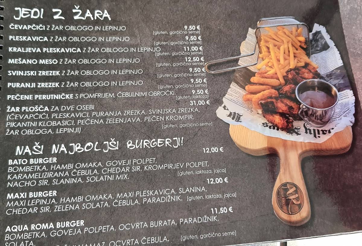 Menu di Aqua Roma 