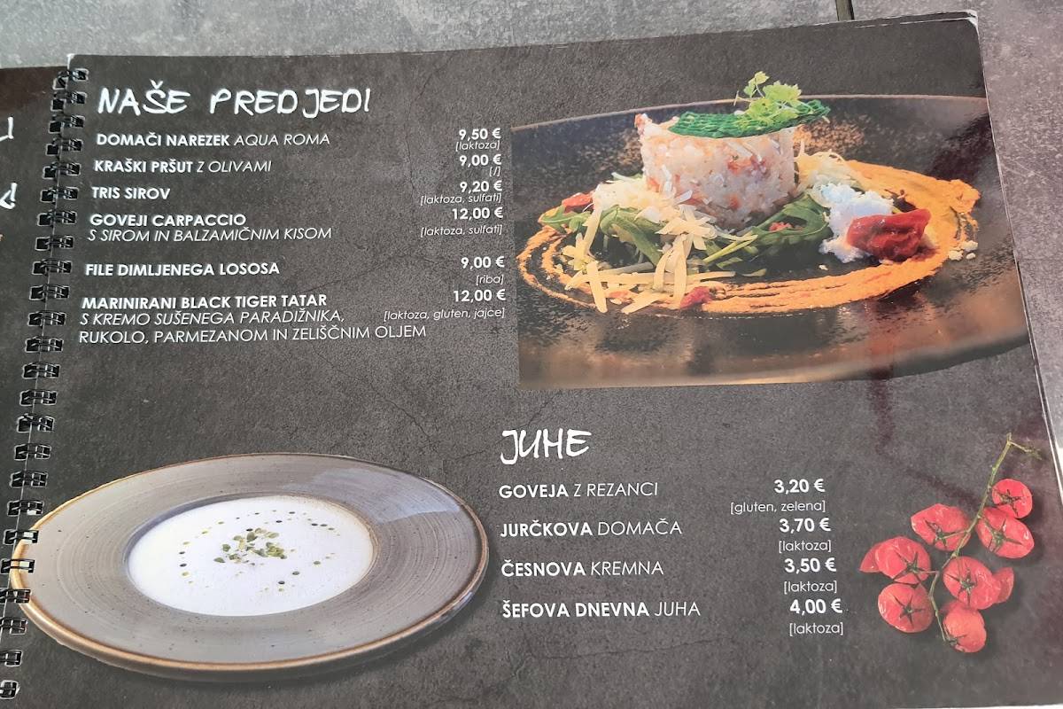 Menu di Aqua Roma 