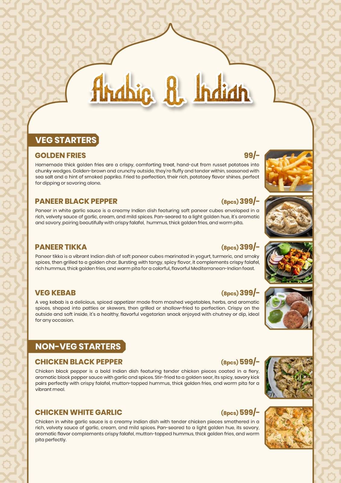 Arabesca lucknow menu