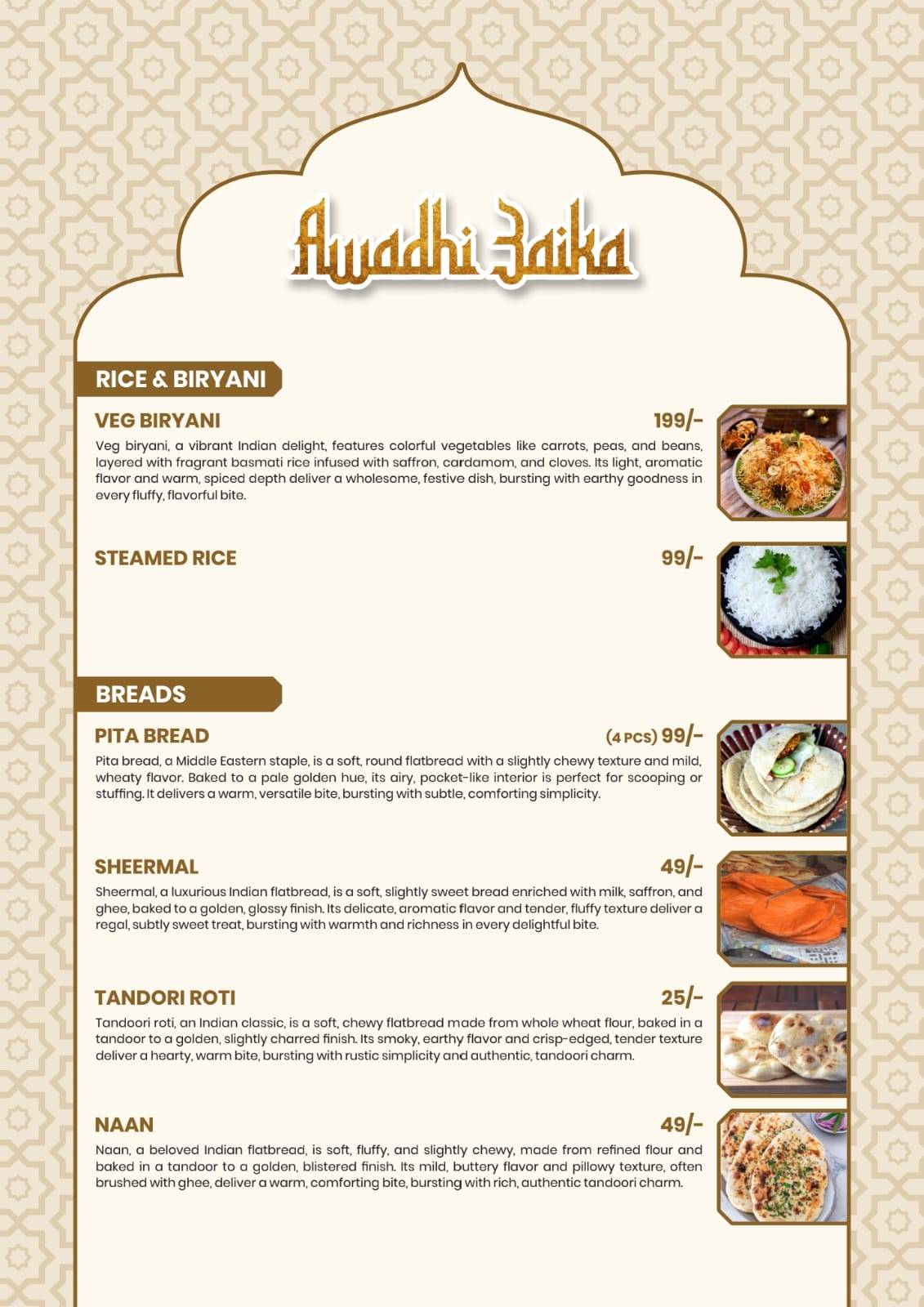 Arabesca lucknow menu