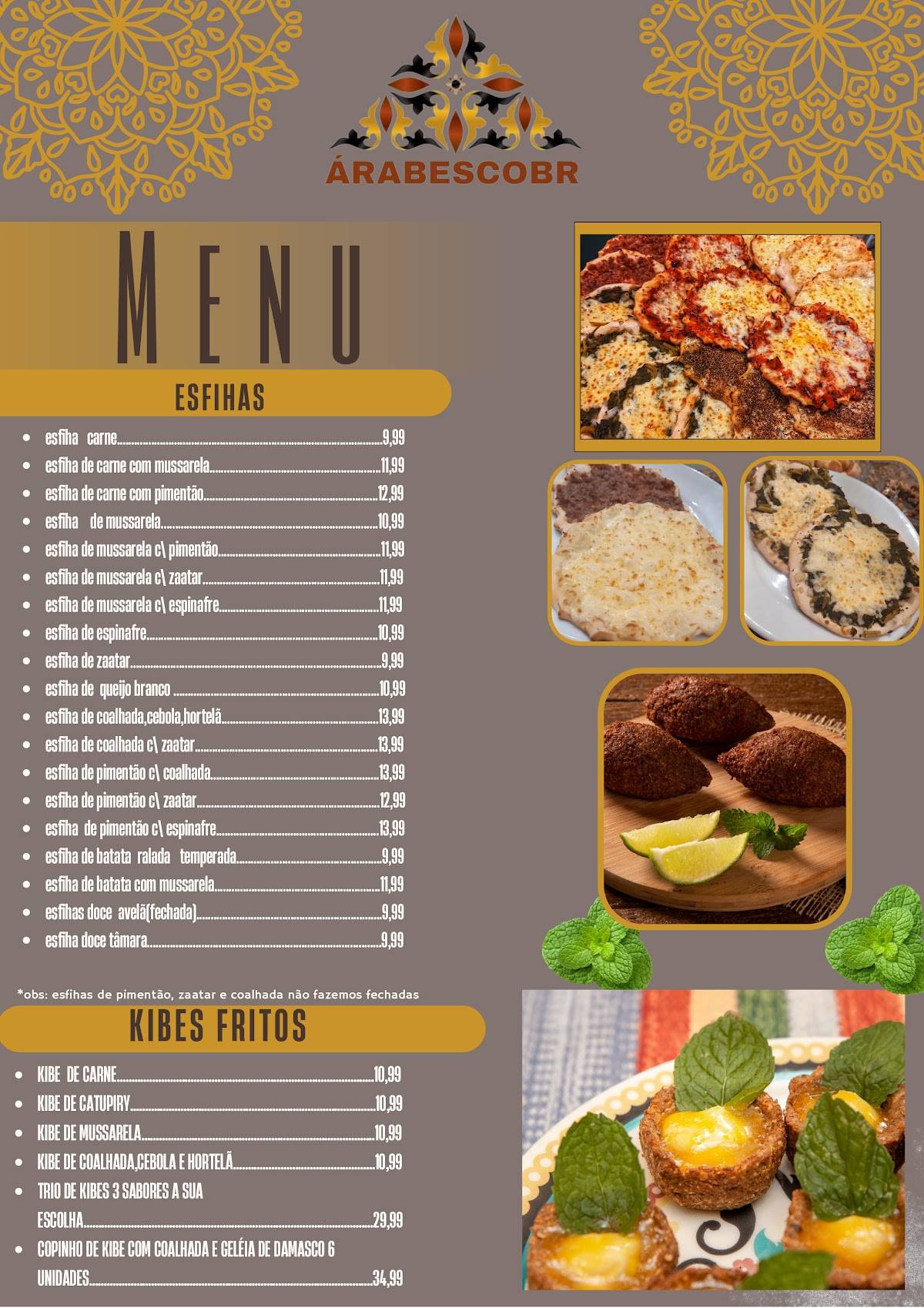 Restaurante Árabe Arabesco cardápio