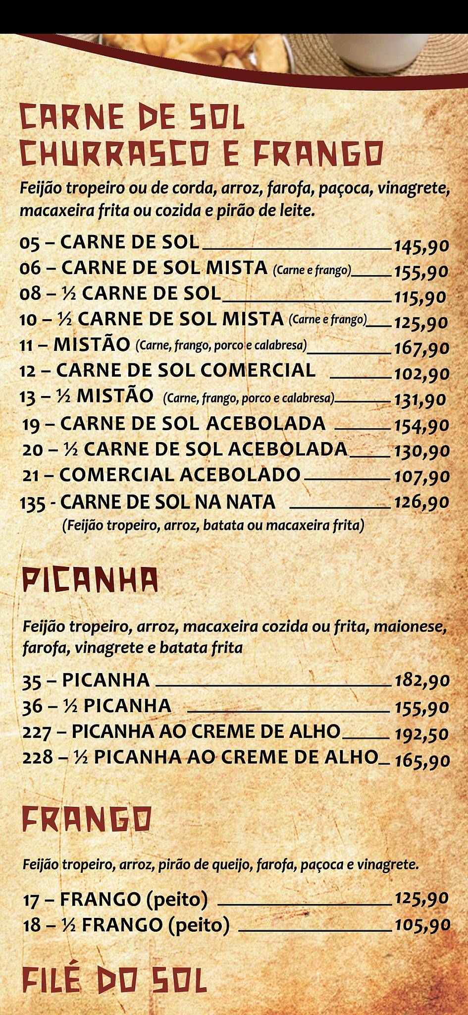 Restaurante Carne de Sol do Picuí cardápio