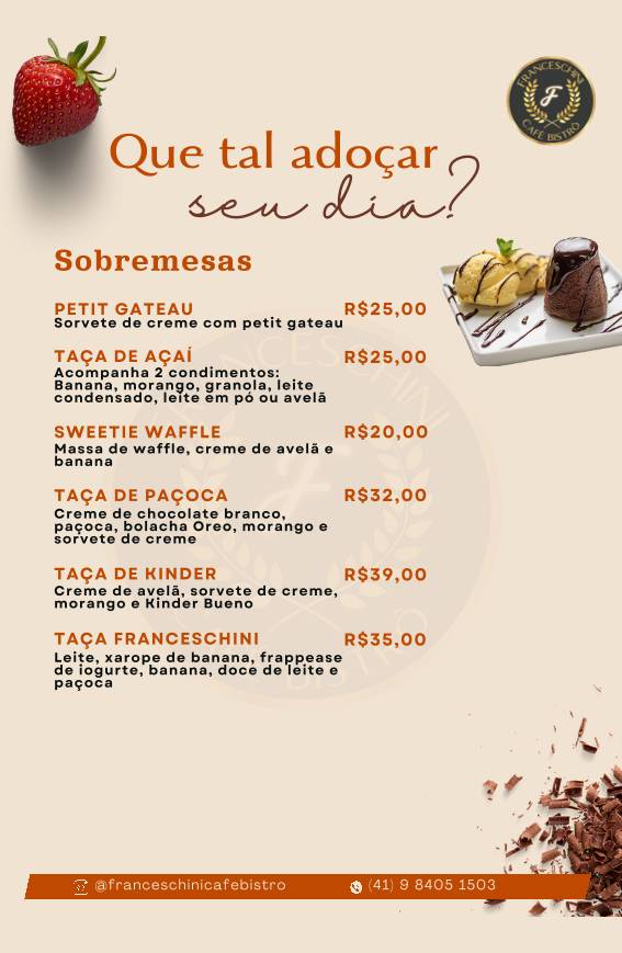 Franceschini Café Bistrô cardápio