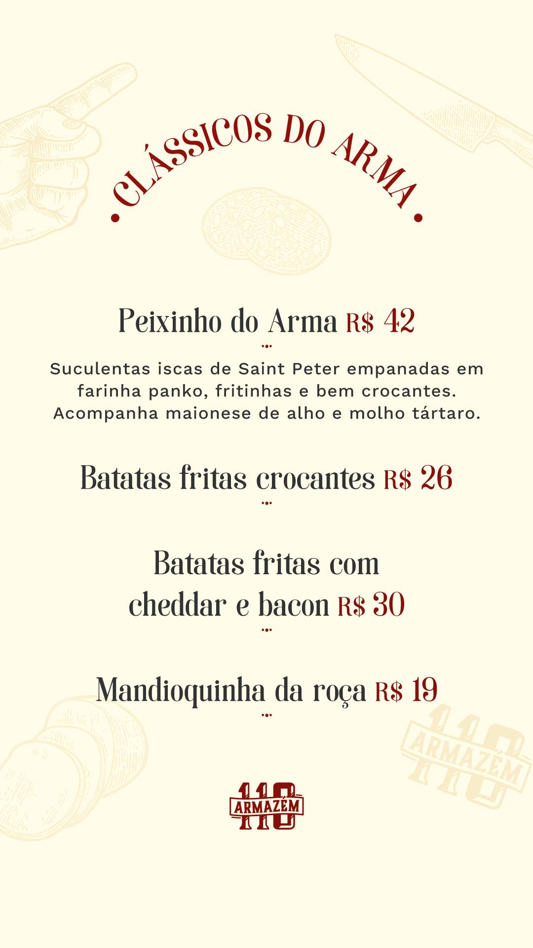 Armazém 110 cardápio