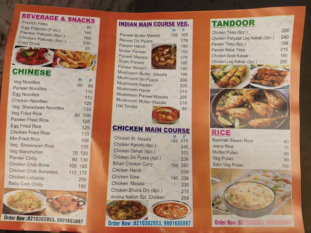 Aroma nation tiffin services menu