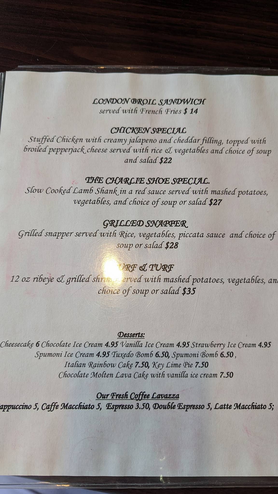 Menu at Artur's Restaurant, Englewood