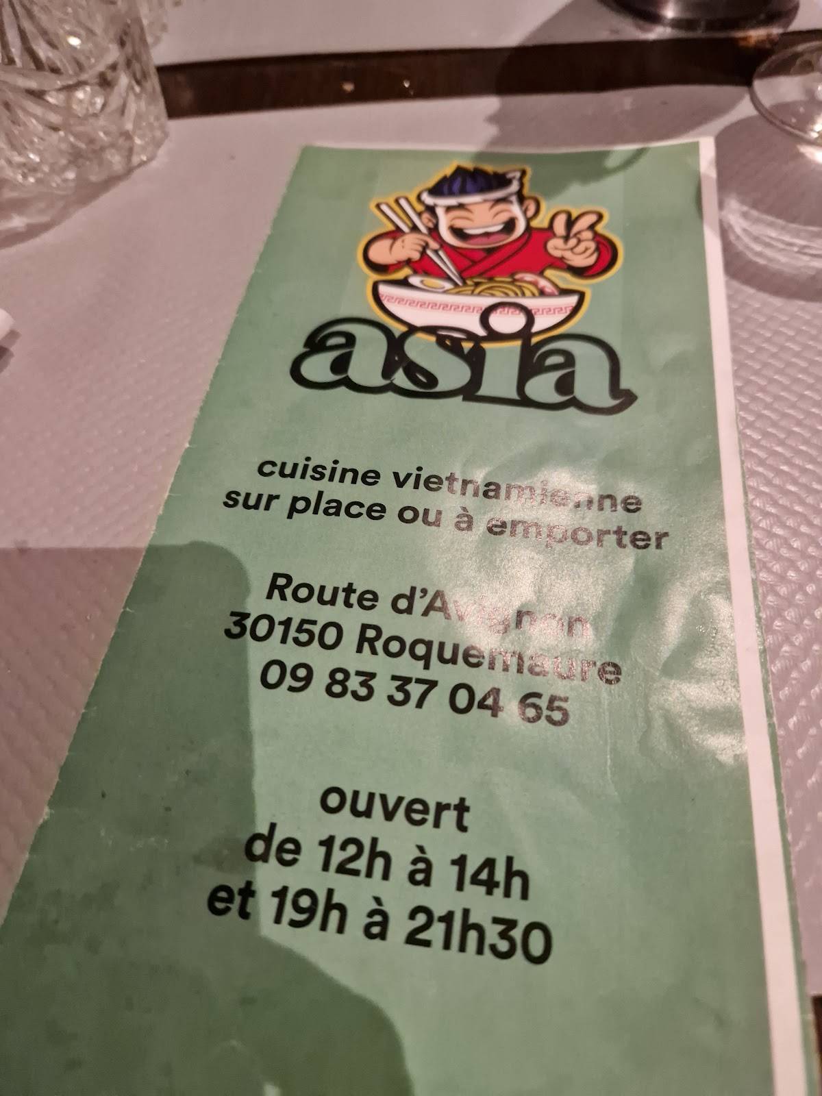 Menu de Asia Roquemaure