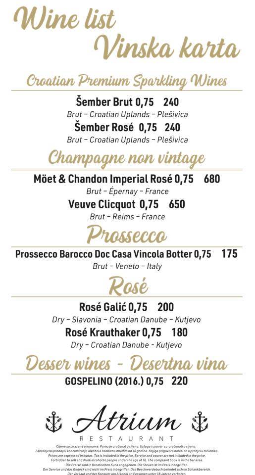 Menu di Restoran Atrium 