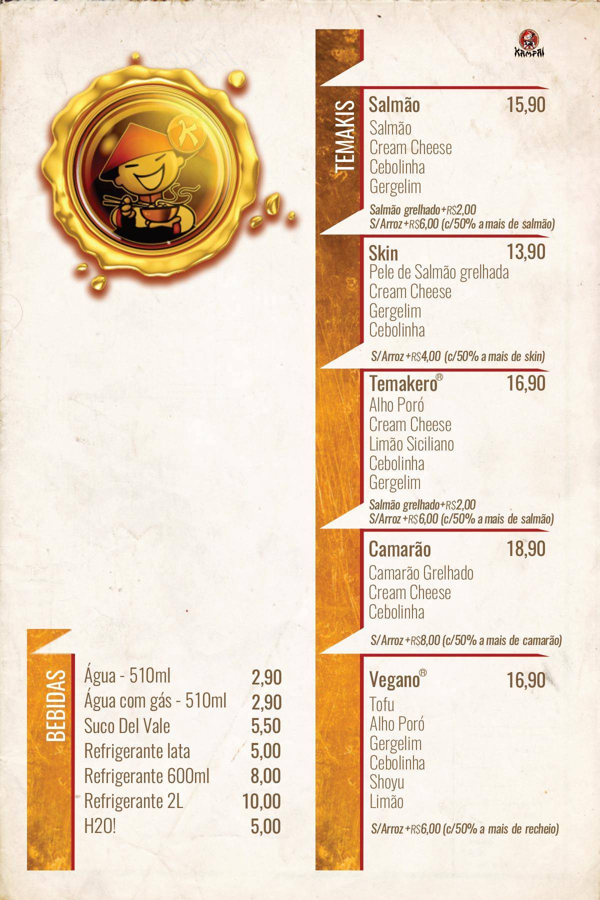 Kampai cardápio