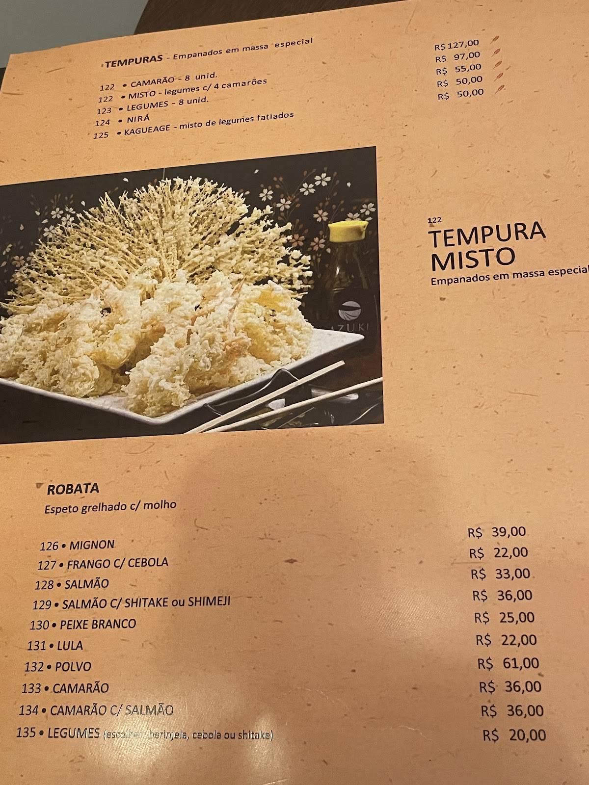 Azuki - Sabores do Japão cardápio