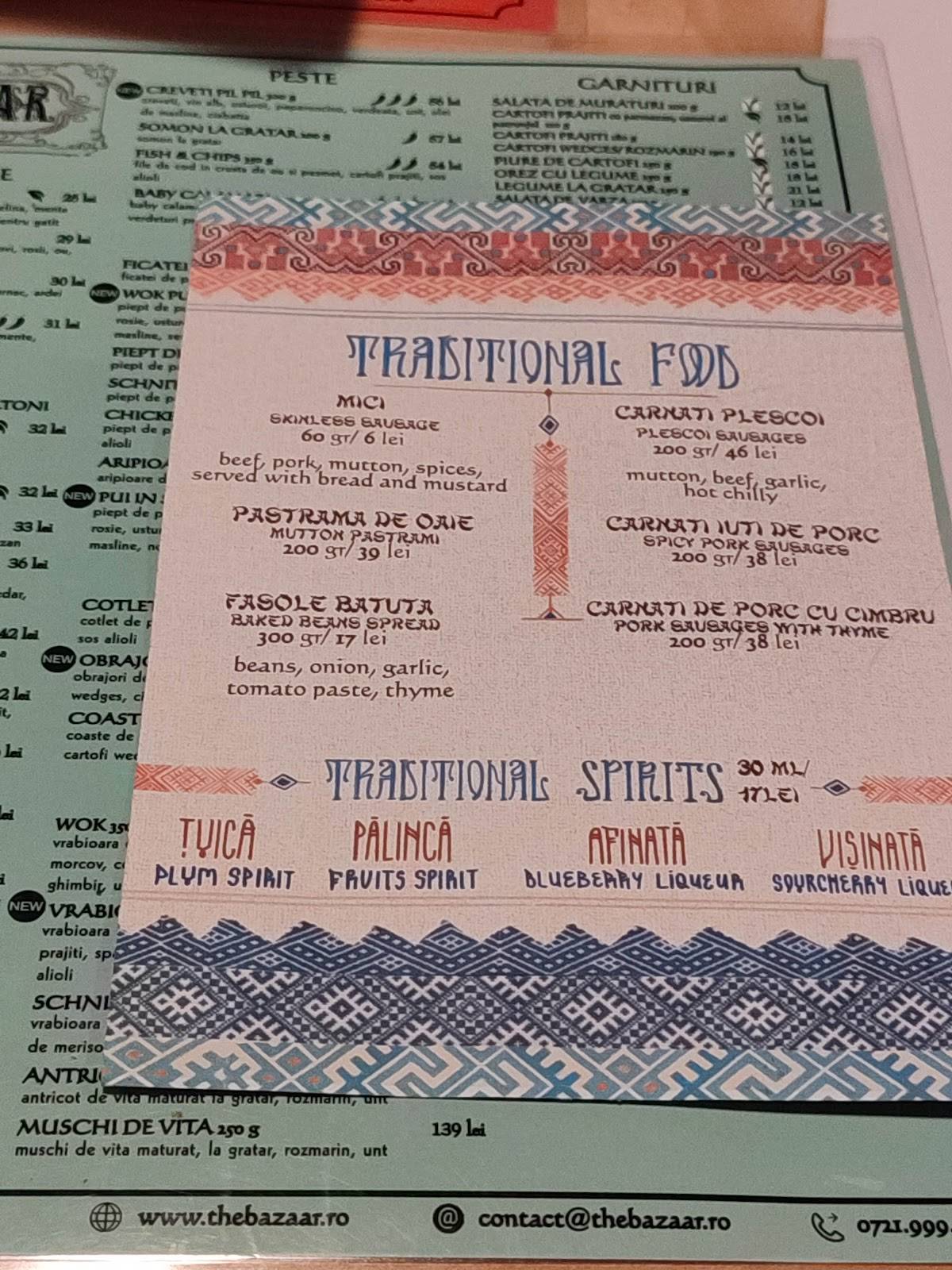 Menu de BAZAAR a place to Eat, Sip, Dance & Fall in love