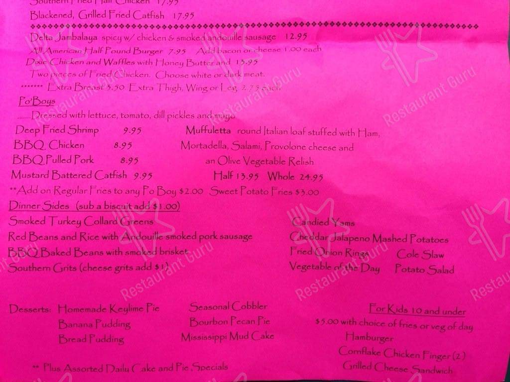 Menu at Biscuits & Barbeque, Mineola