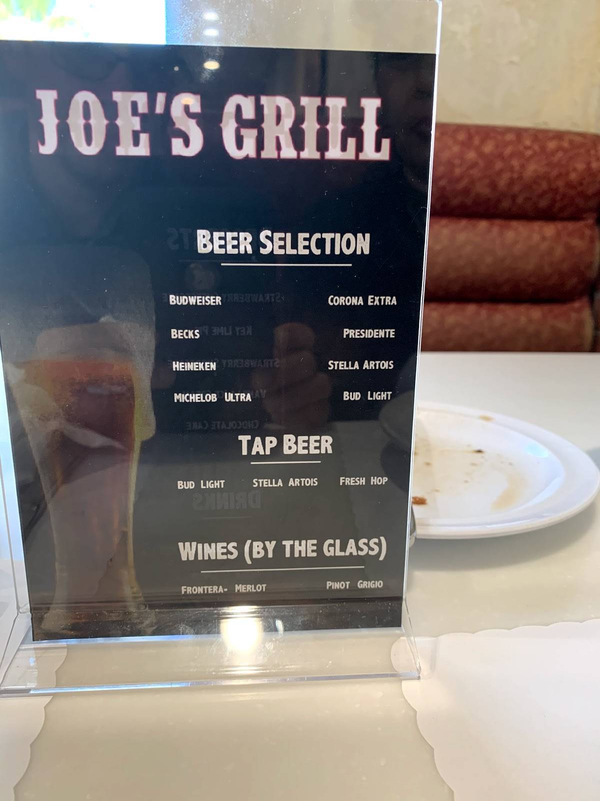 Menu at Joe's Grill & Bar, Dania Beach
