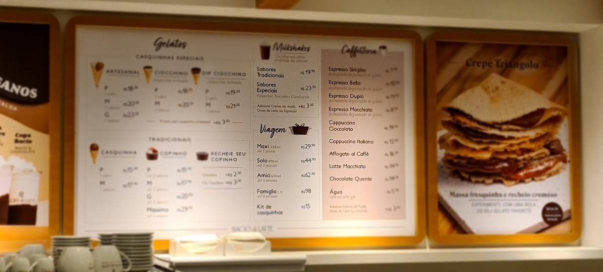 Bacio Di Latte cardápio