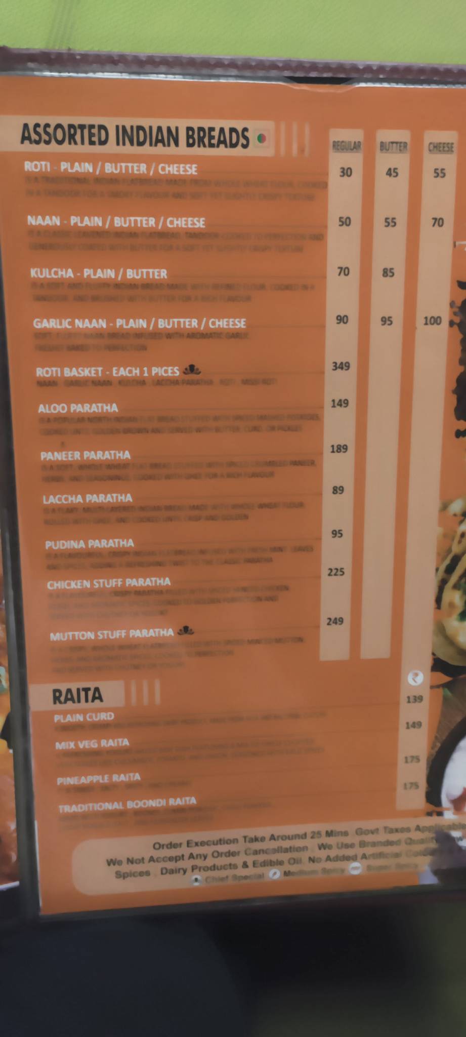 Backyard Palms menu
