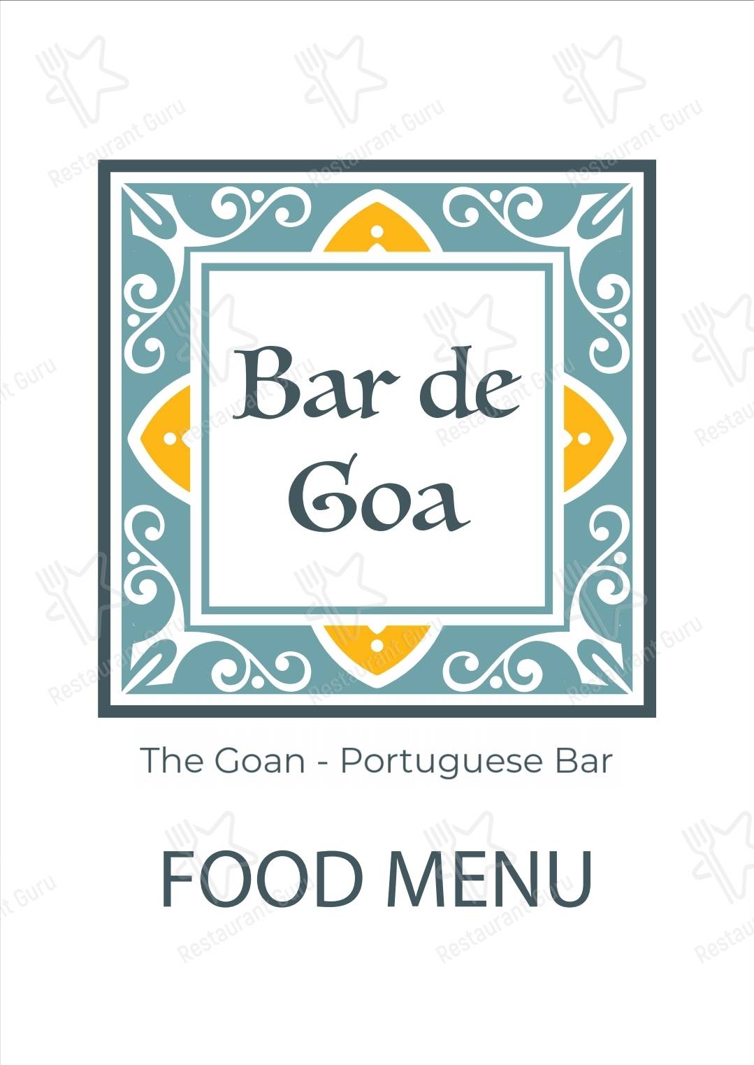 Bar De Goa menu