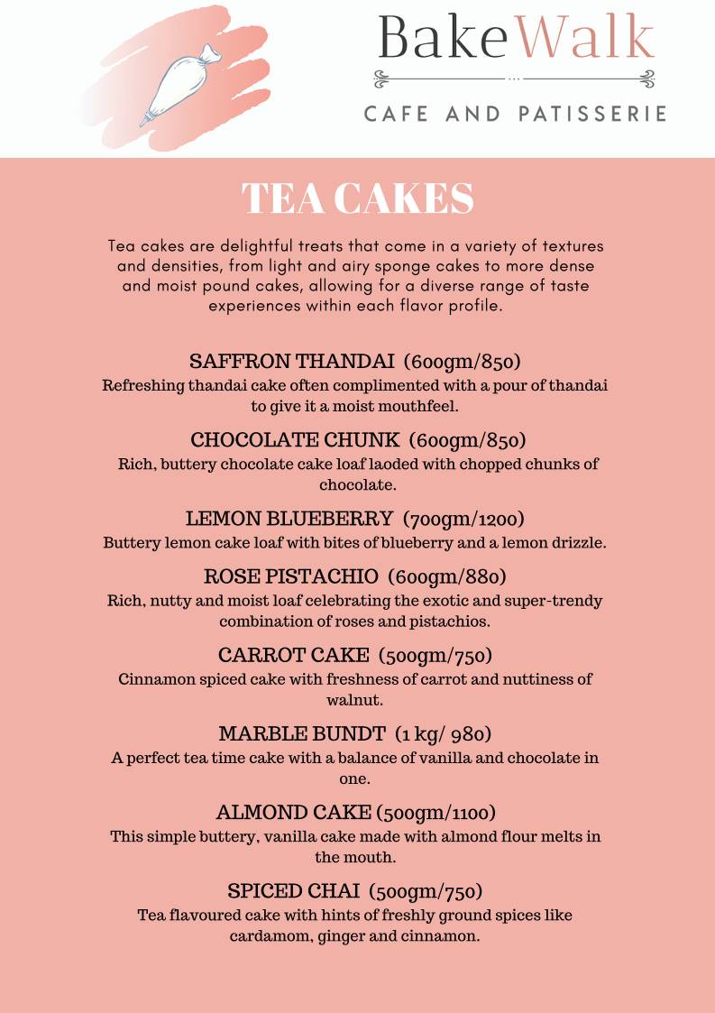 Bake Walk- cafe and patisserie menu