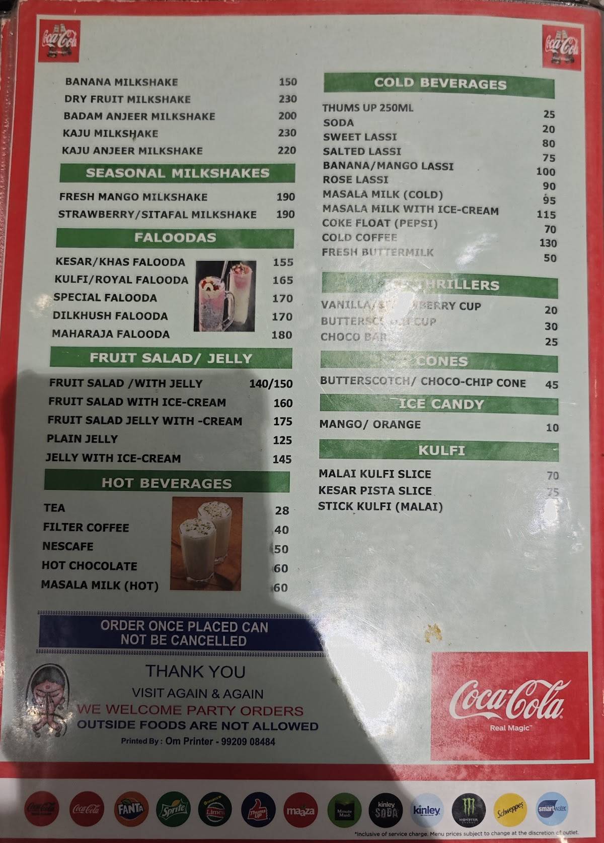 Balaji Restaurant menu