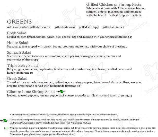 Menu at Ballpark Cafe, Houston