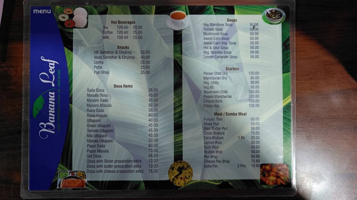 Banana Leaf menu