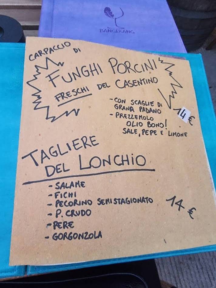 Menu di Bangerang Vino 